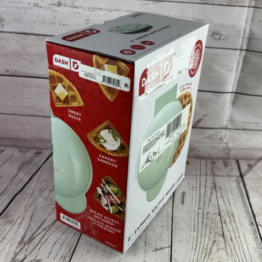Dash Express Full Size Waffle Maker 8 Inch Aqua Dual Nonstick Waffles Hashbrowns